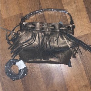 Women’s Gold frayed handbag